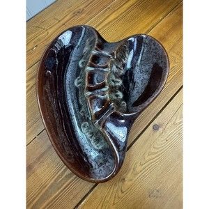 Vintage Ashtray MCM Large Brown Green 8” x 10”